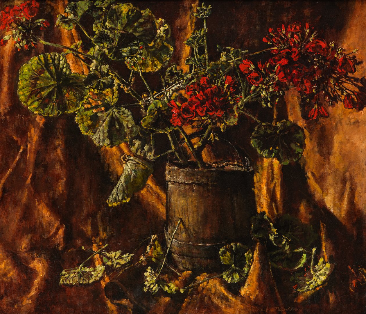 Martwa natura z begoniami (olej na płótnie) autorstwa Kenneth Newton