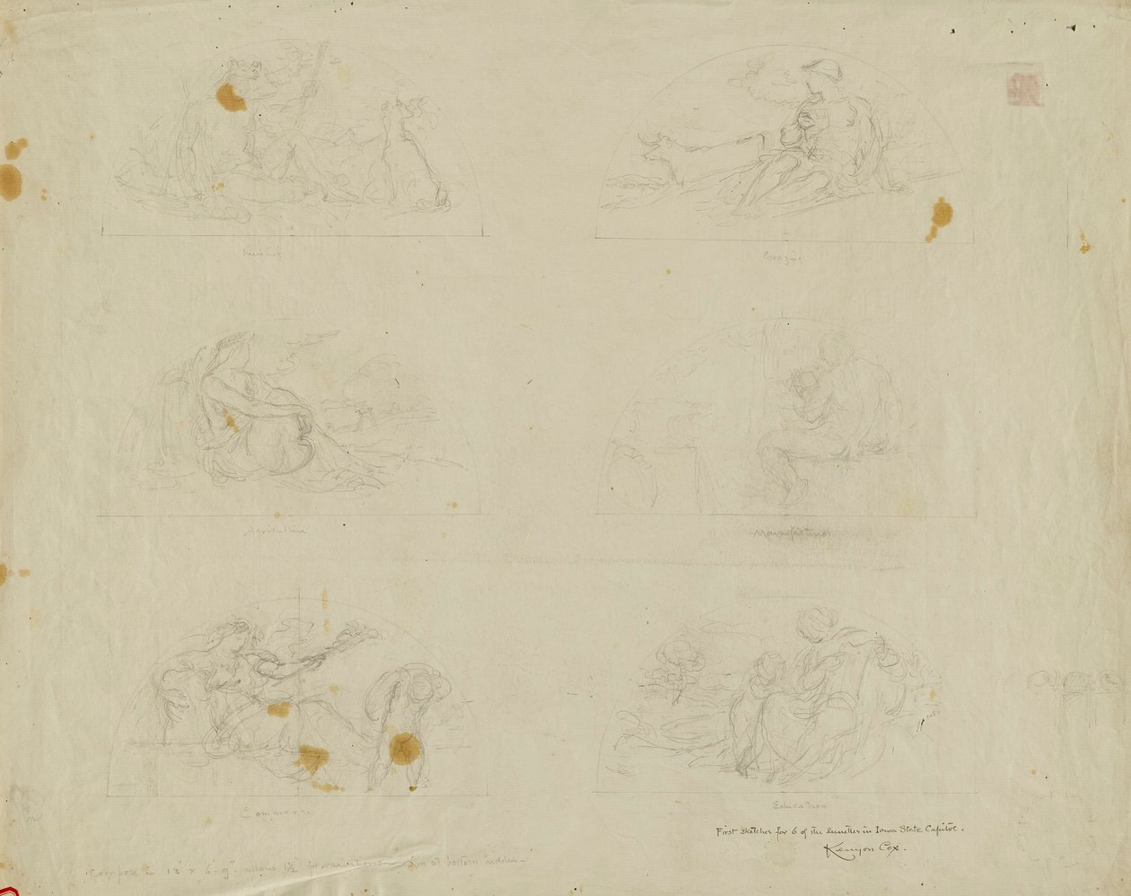 (Rotunda Kapitolu Stanu Iowa) (studium dla Six Lunettes) autorstwa Kenyon Cox