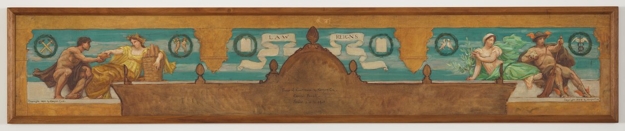 Law Reigns, Study for Central Panel of „The Reign of Law”, Fryz dla Sądu Apelacyjnego, Nowy Jork autorstwa Kenyon Cox