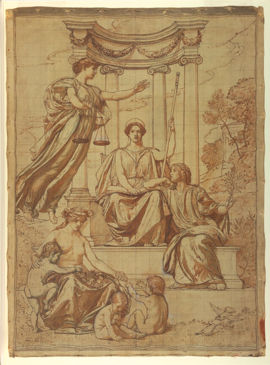 Dobroczynność prawa, Design for Mural w Essex County Court House, Newark, New Jersey autorstwa Kenyon Cox