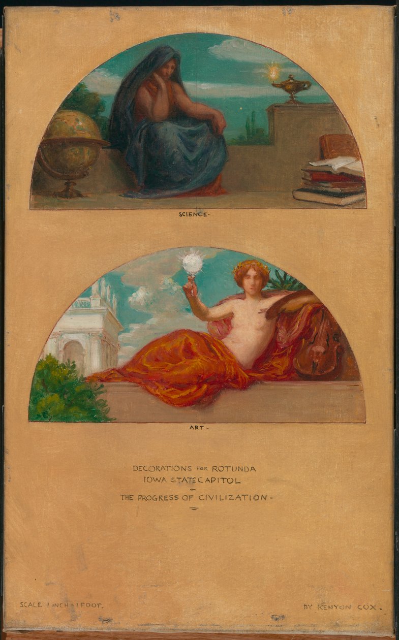 The Progress of Civilization: Science and Art mural studyjny, State Capitol, Des Moines, Iowa, 1905-1 autorstwa Kenyon Cox