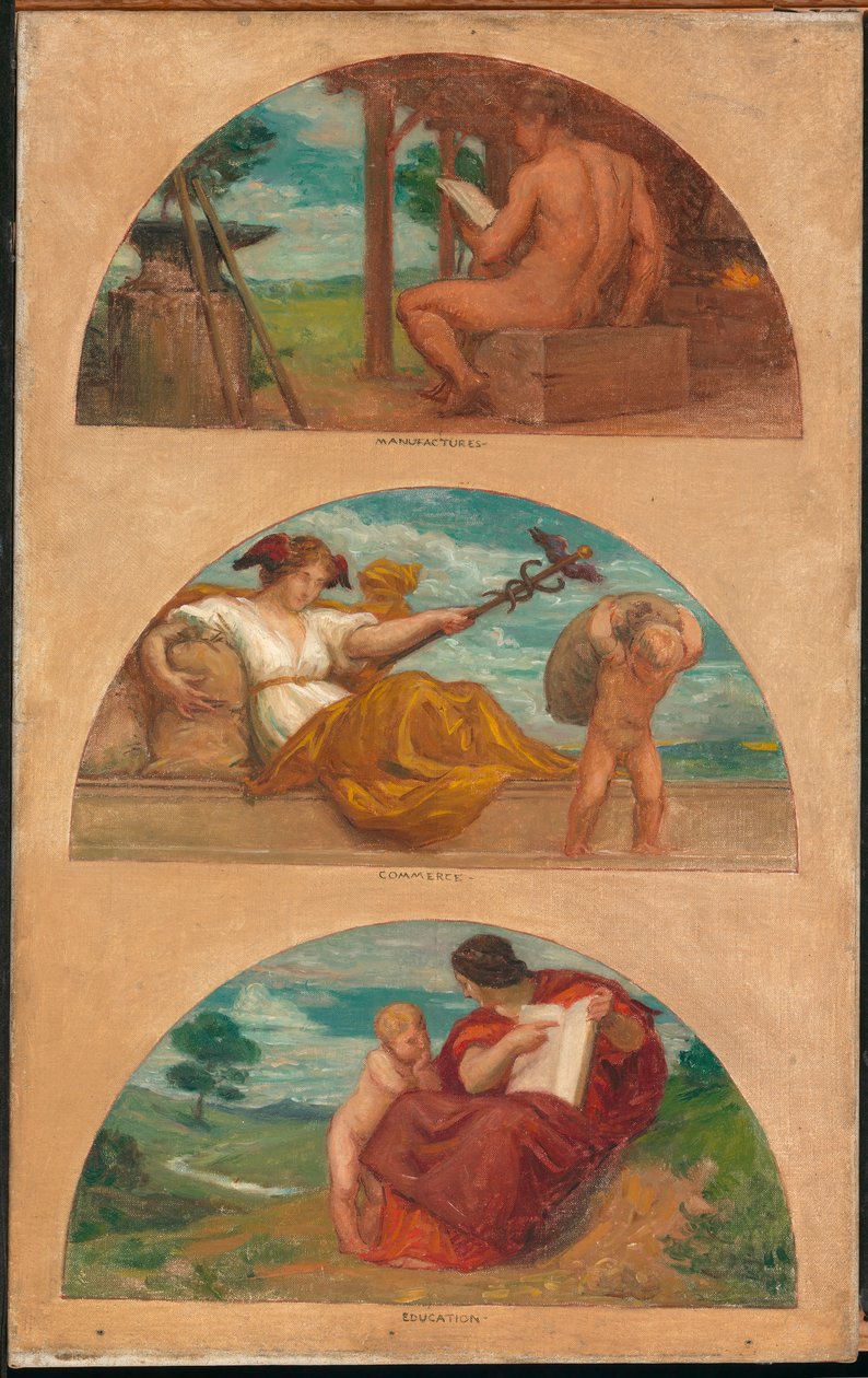 Postęp cywilizacji: kuźnia, handel i edukacja..., 1905-1906. autorstwa Kenyon Cox