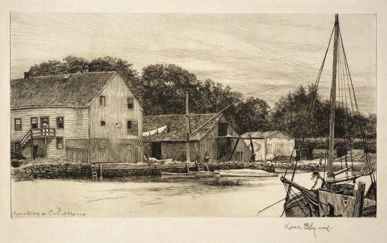 Port w Cos Cob autorstwa Kerr Eby