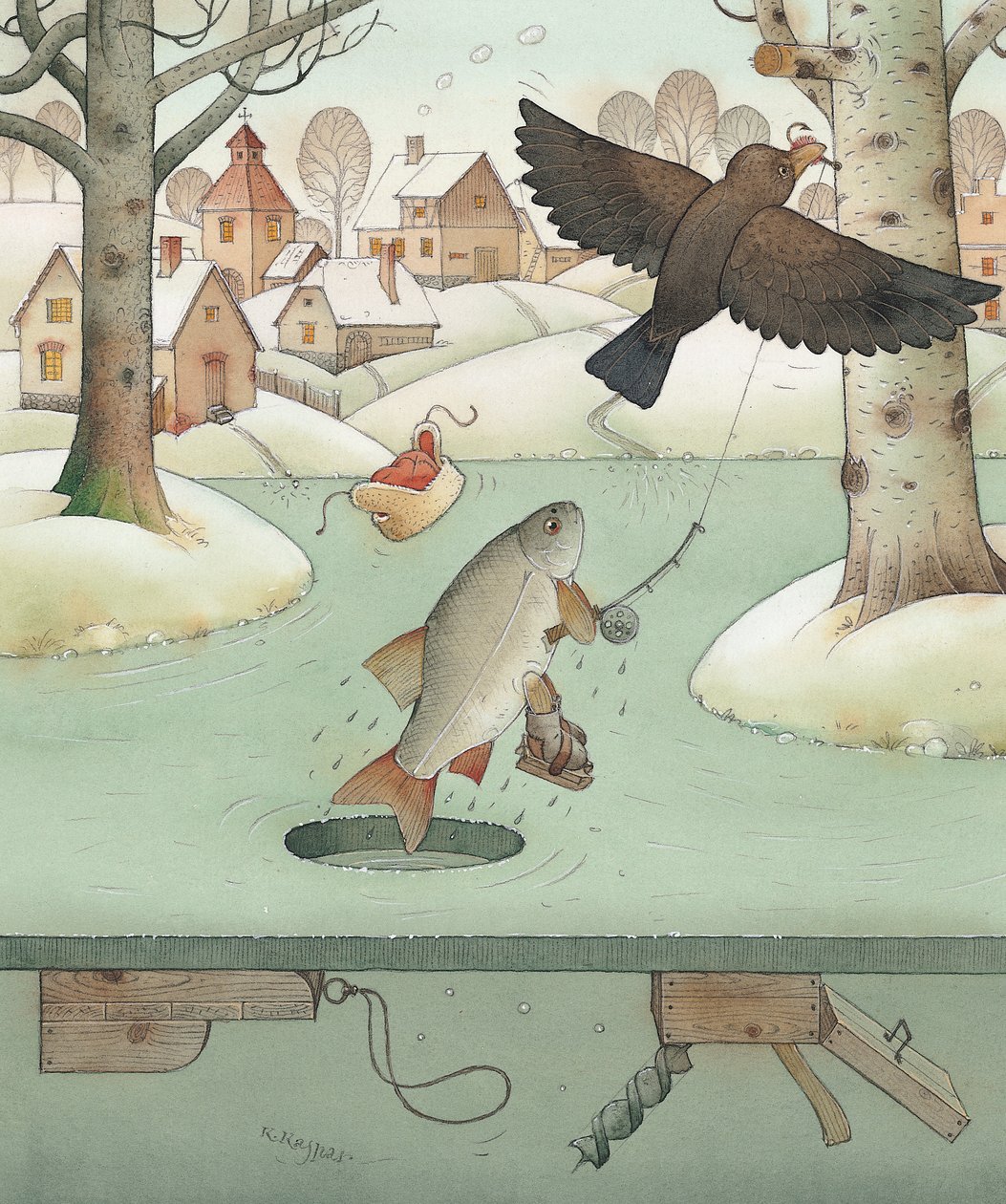 Wędkarstwo, 2003 (wc na papierze) autorstwa Kestutis Kasparavicius