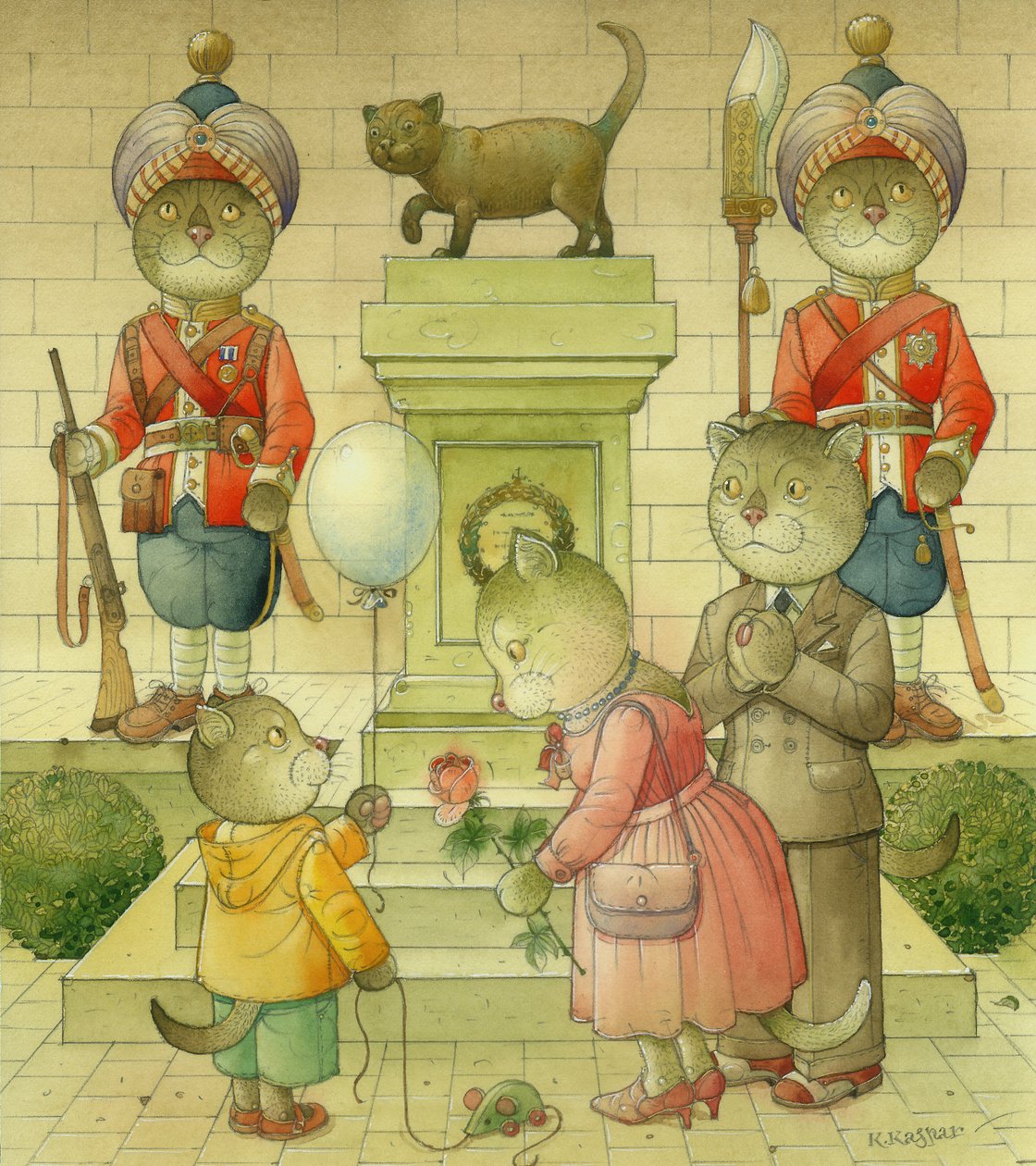 Pomnik Kota, 2006 (wc na papierze) autorstwa Kestutis Kasparavicius