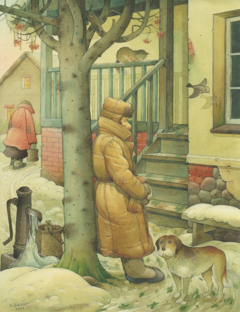 Scena rosyjska 03, 1994 (wc na papierze) autorstwa Kestutis Kasparavicius