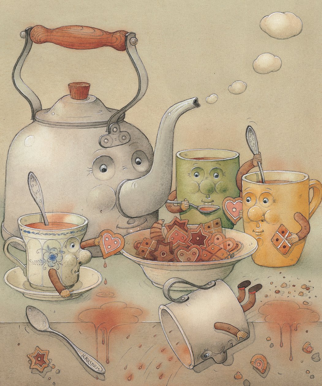 Klub herbaciany, 2003 (wc na papierze) autorstwa Kestutis Kasparavicius