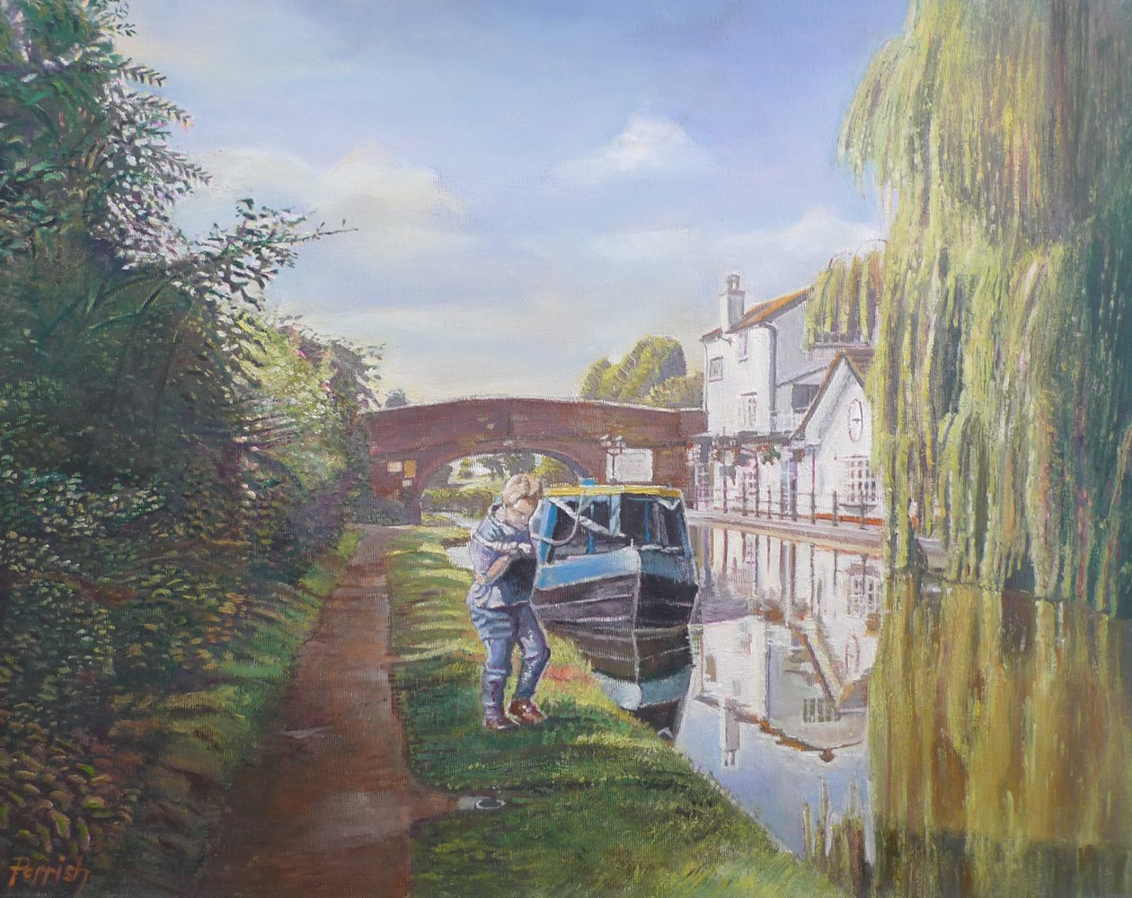 Kobieta ciągnąca łódkę, 2008 autorstwa Kevin Guild of Railway Artist Parrish