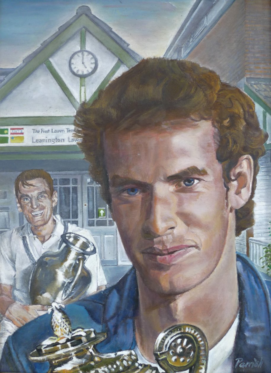 Mistrzowie Wimbledonu mężczyzn odwiedzają klub tenisowy i squashowy w Leamington Lawn (obraz) autorstwa Kevin Parrish