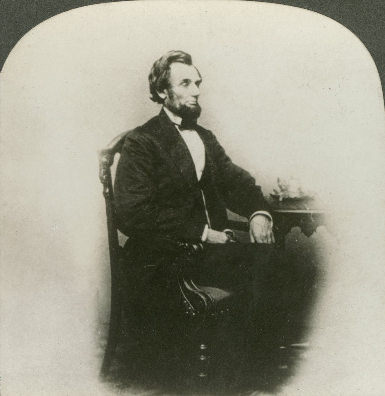 Rzadki stary trójwymiarowy portret Abrahama Lincolna (1809-65) autorstwa Keystone View Company