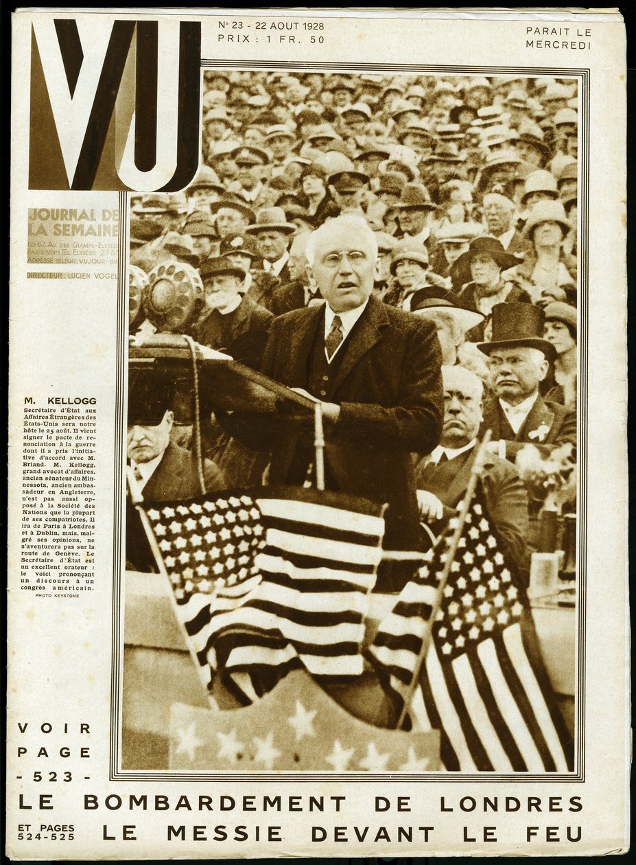 Portret Franka Billingsa Kellogga (1856-1937), amerykańskiego polityka, senatora stanu Minnesota i sekretarza stanu w latach 1925-1929 oraz Pokojowej Nagrody Nobla w 1929 roku, podczas przemówienia na kongresie amerykańskim. Fotografia keystone na okładkę  autorstwa Keystone View Company