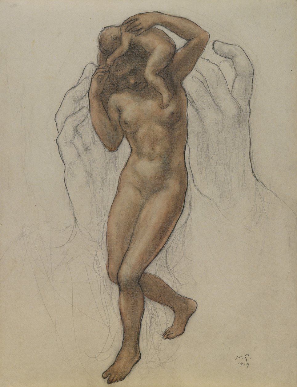 Ciężar, 1919 (wc i grafit na papierze) autorstwa Khalil Gibran