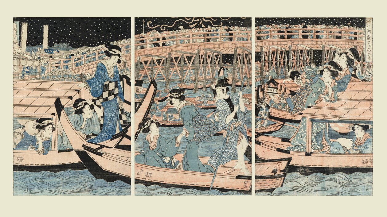 Ochłodzenie przy moście Ryogoku autorstwa Kikugawa Eizan