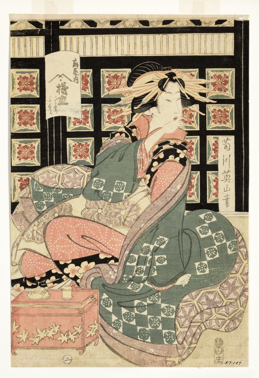 Kurtyzany burdelu Ogiya, ok. 1810-15 (pustak) autorstwa Kikukawa Eizan