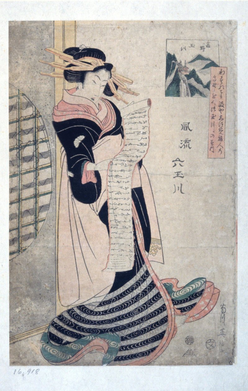 Rzeka Klejnotów w Takano (Takano Tamagawa) autorstwa Kikukawa Eizan