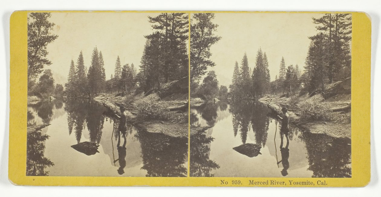 Merced River, Yosemite, Cal., 185575. Twórcy: Kilburn Brothers, BW Kilburn. autorstwa Kilburn Brothers, BW Kilburn