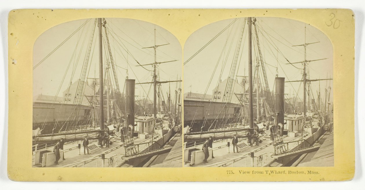 Widok z T Wharf, Boston, Mass, 185575. Twórcy: Kilburn Brothers, BW Kilburn. autorstwa Kilburn Brothers, BW Kilburn