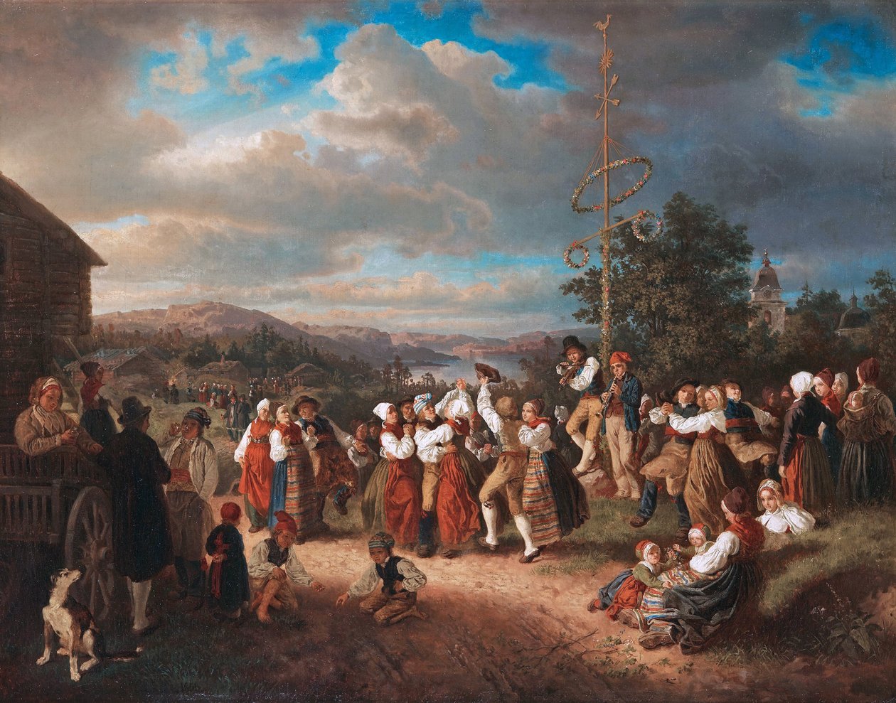 Romantyzm : Taniec letni w Raettvik par Zoll, Kilian Christoffer (1818-1860) autorstwa Kilian Christoffer Zoll