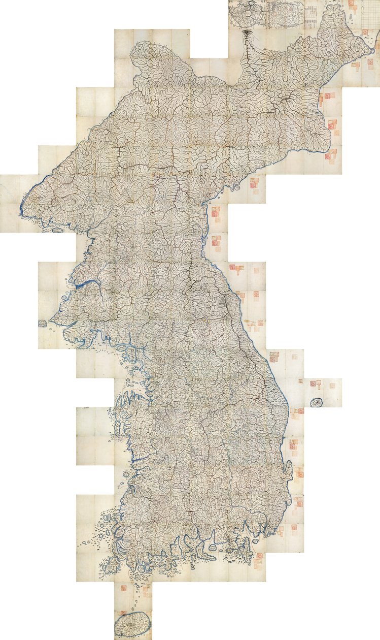 Daedongyeojido (Wielka Mapa Ziemi Wschodu) autorstwa Kim Jeong ho