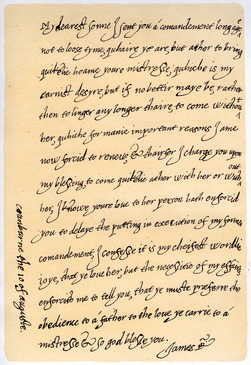 List Jakuba I do jego syna Karola, księcia Walii, 10 sierpnia 1623 r. autorstwa King James I
