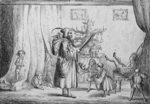 Święty Mikołaj przynosi prezenty dzieciom króla autorstwa King of Portugal Fernando II