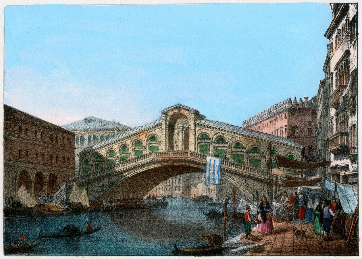 Most Rialto, Wenecja, Włochy, XIX wiek. autorstwa Kirchmayn