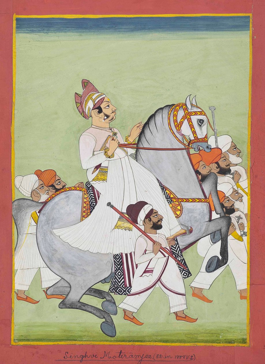 Portret konny Singhjiego Motirama Ji, 1802/58 autorstwa Kiritaji Bhak