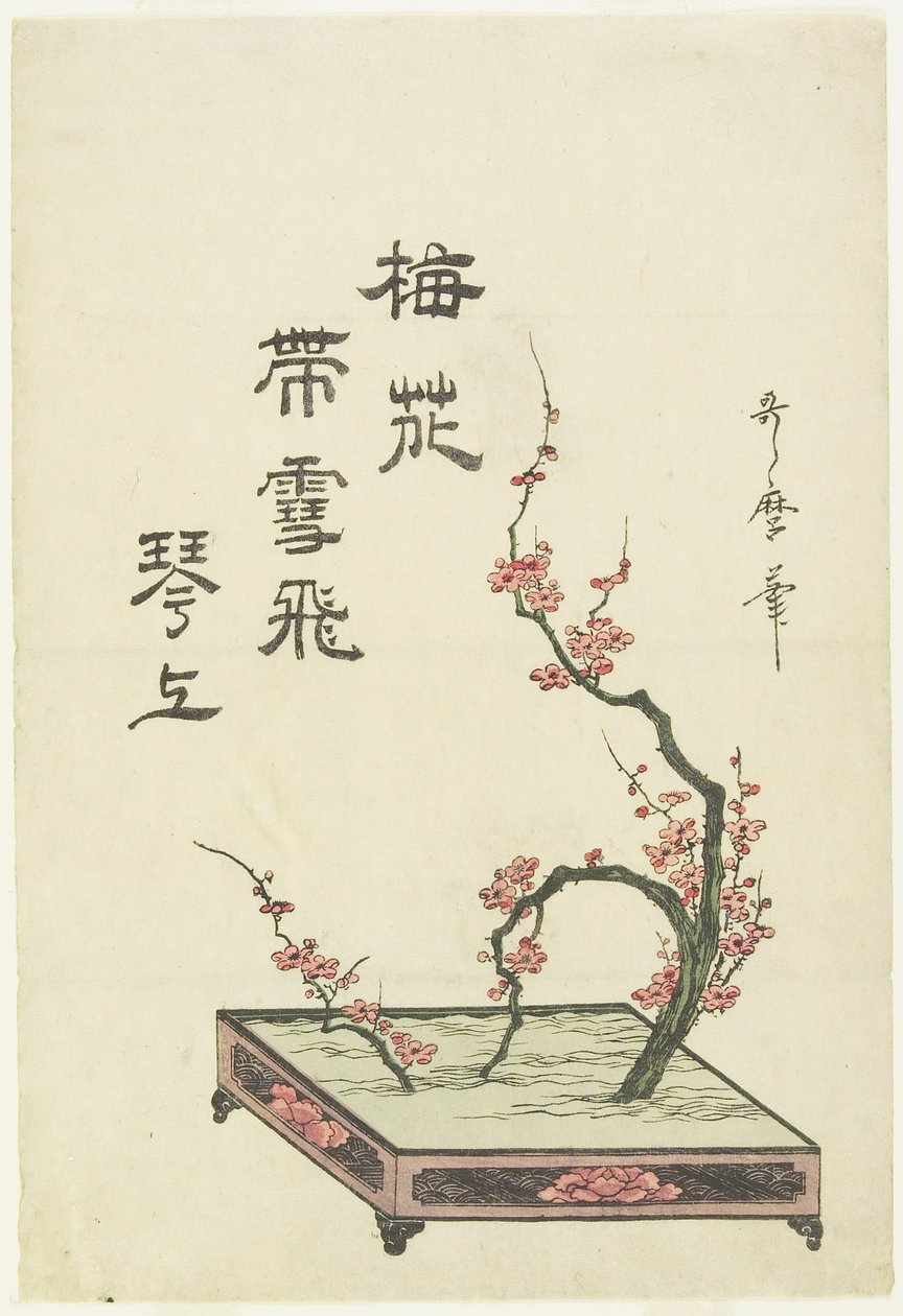 (Śliwkowa kompozycja kwiatowa) autorstwa Kitagawa Utamaro
