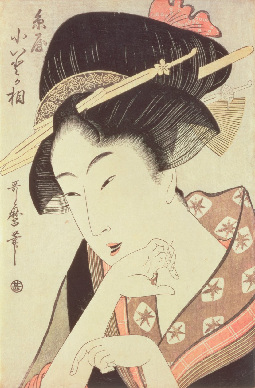 Popiersie portret bohaterki Kioto z Itoya autorstwa Kitagawa Utamaro