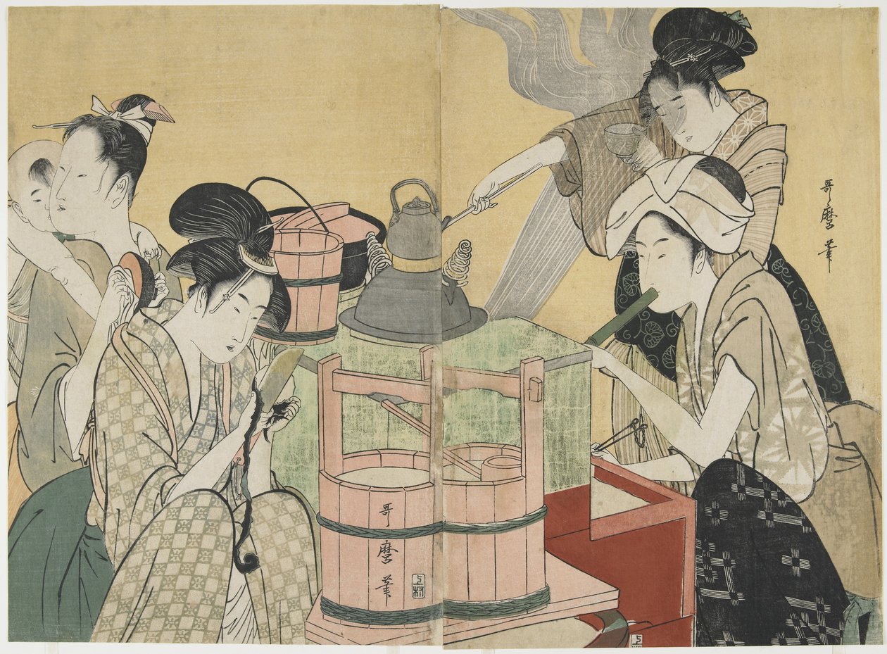 Scena kuchenna, 1794-1795 autorstwa Kitagawa Utamaro