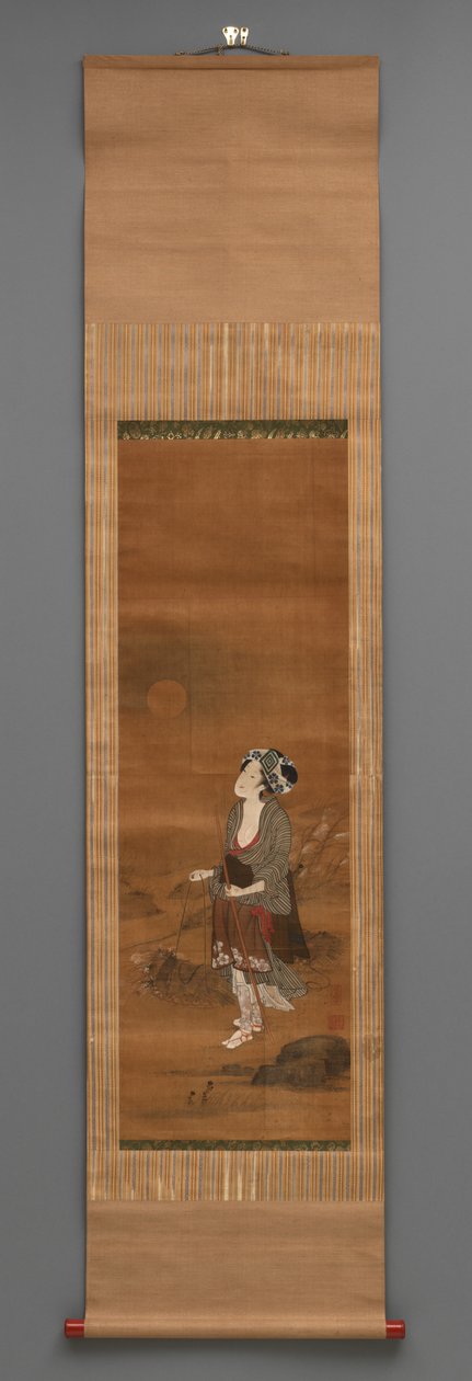 Postać stojąca, ok. 1790-1850 (akwarela na jedwabiu) autorstwa Kitagawa Fujimaro