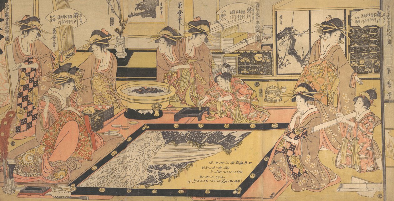 Obraz wotywny do podarowania Kannonie Asakusa..., ca. 1800. autorstwa Kitagawa Kikumaro