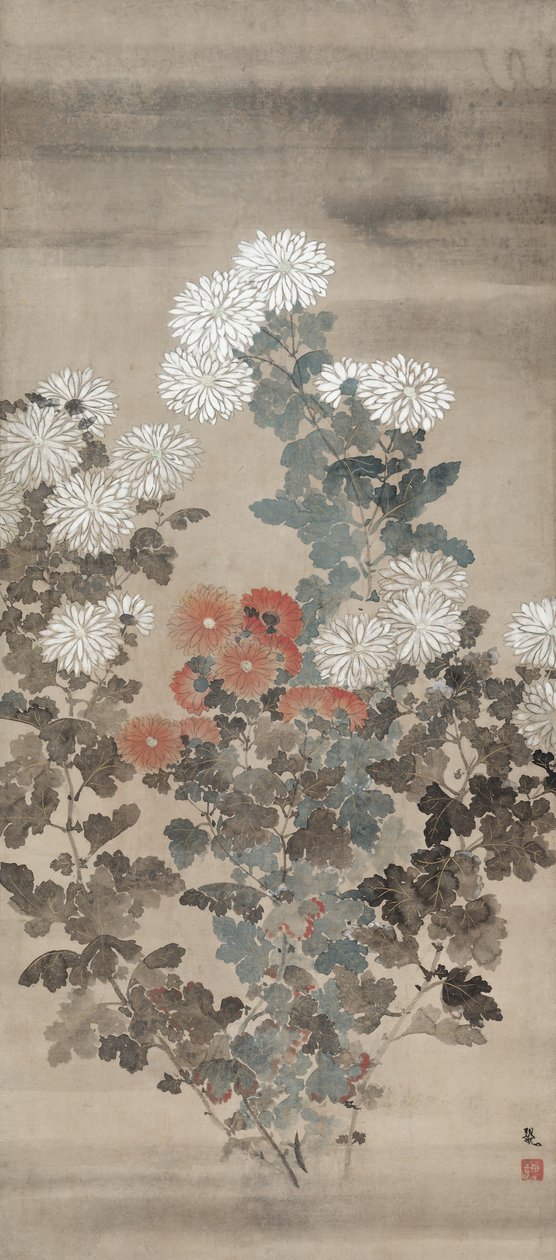 Chryzantemy, połowa XVII wieku. autorstwa Kitagawa Sosetsu