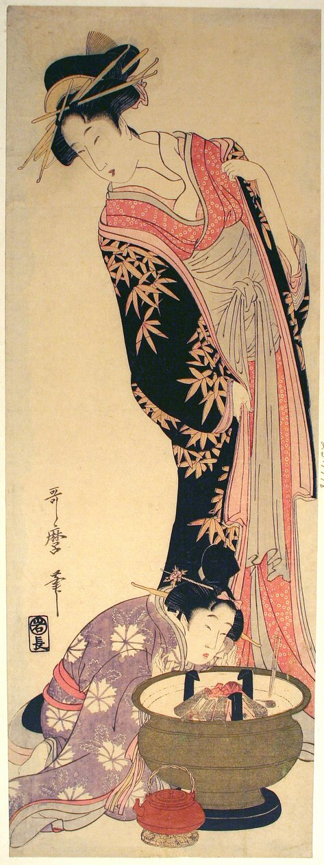 Kurtyzana i jej pomocnik autorstwa Kitagawa Utamaro