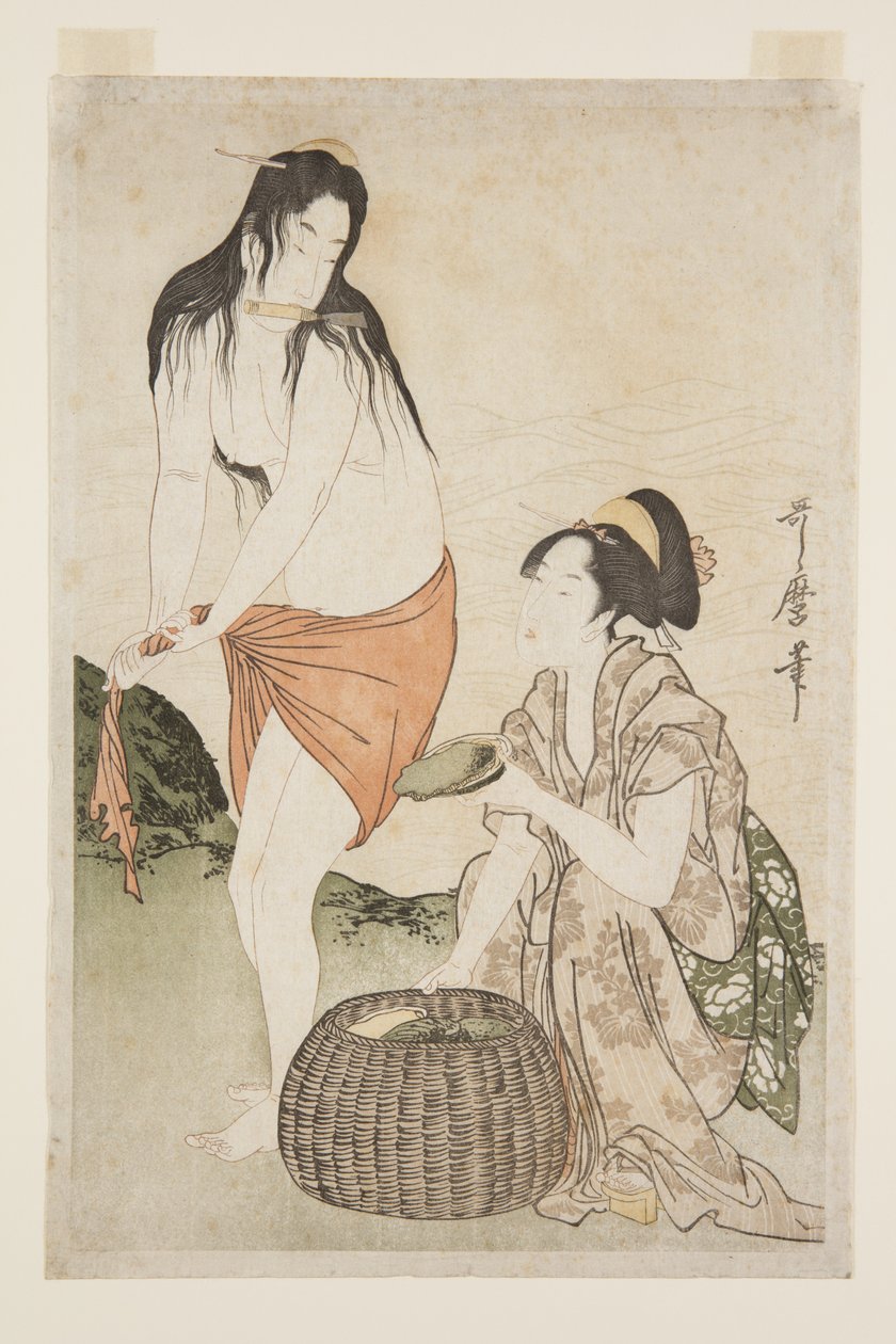 Abalone Divers (kolorowy drzeworyt) autorstwa Kitagawa Utamaro
