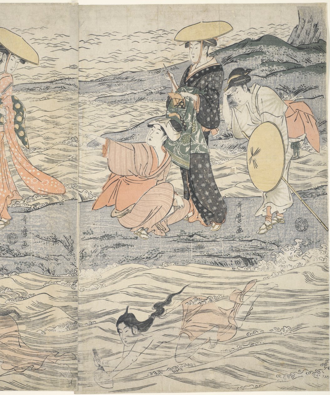 Awabi Shell Divers w Enoshima autorstwa Kitagawa Utamaro