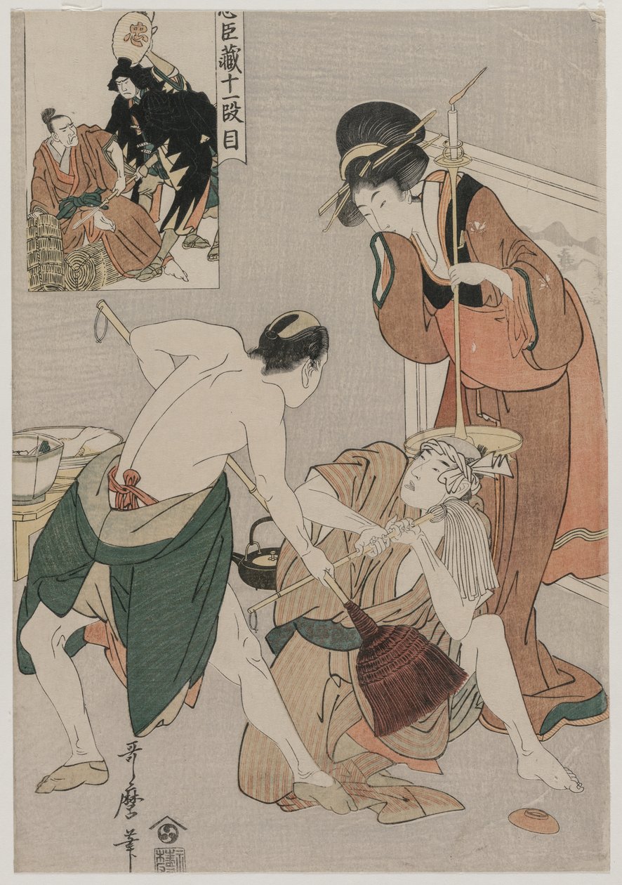Chushingura: Akt XI Magazynu Lojalności, koniec lat 90. XVIII wieku. autorstwa Kitagawa Utamaro