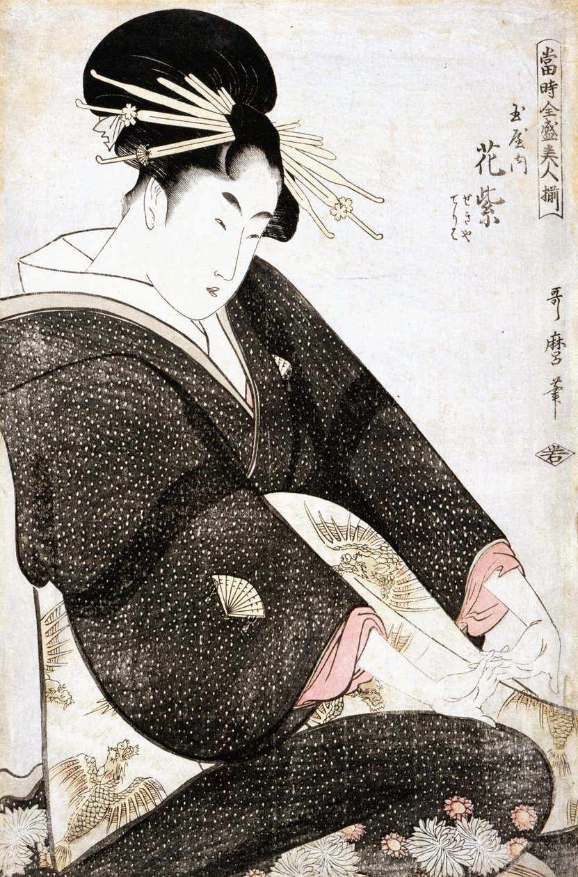 Kurtizana Hanamurasaki z Tamaya autorstwa Kitagawa Utamaro