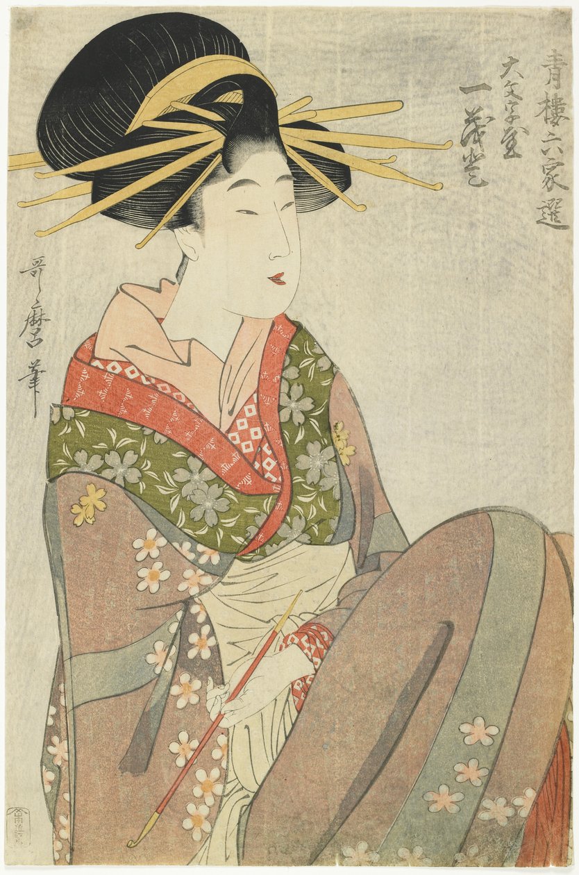 Kurtyzana Hitomoto z domu Daimonjiya, 1801-1802 autorstwa Kitagawa Utamaro