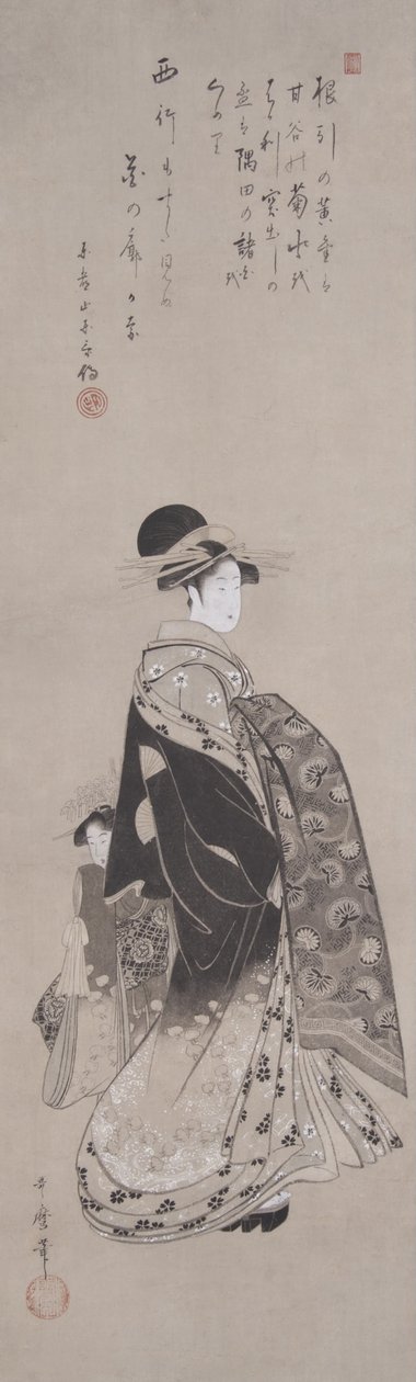 Kurtyzana w procesji autorstwa Kitagawa Utamaro