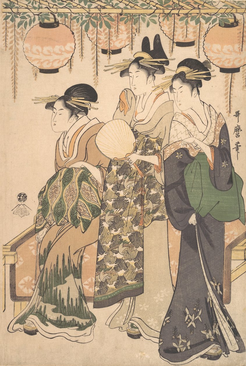 Kurtyzany pod altanką Wisteria..., ca. 1795. autorstwa Kitagawa Utamaro