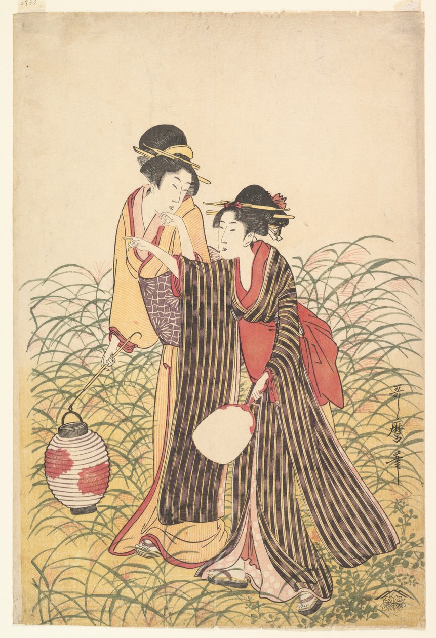 Zbiegli kochankowie w Musashino autorstwa Kitagawa Utamaro