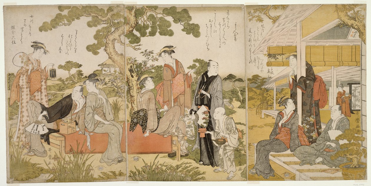 Ciesz się chłodem w ogrodzie autorstwa Kitagawa Utamaro