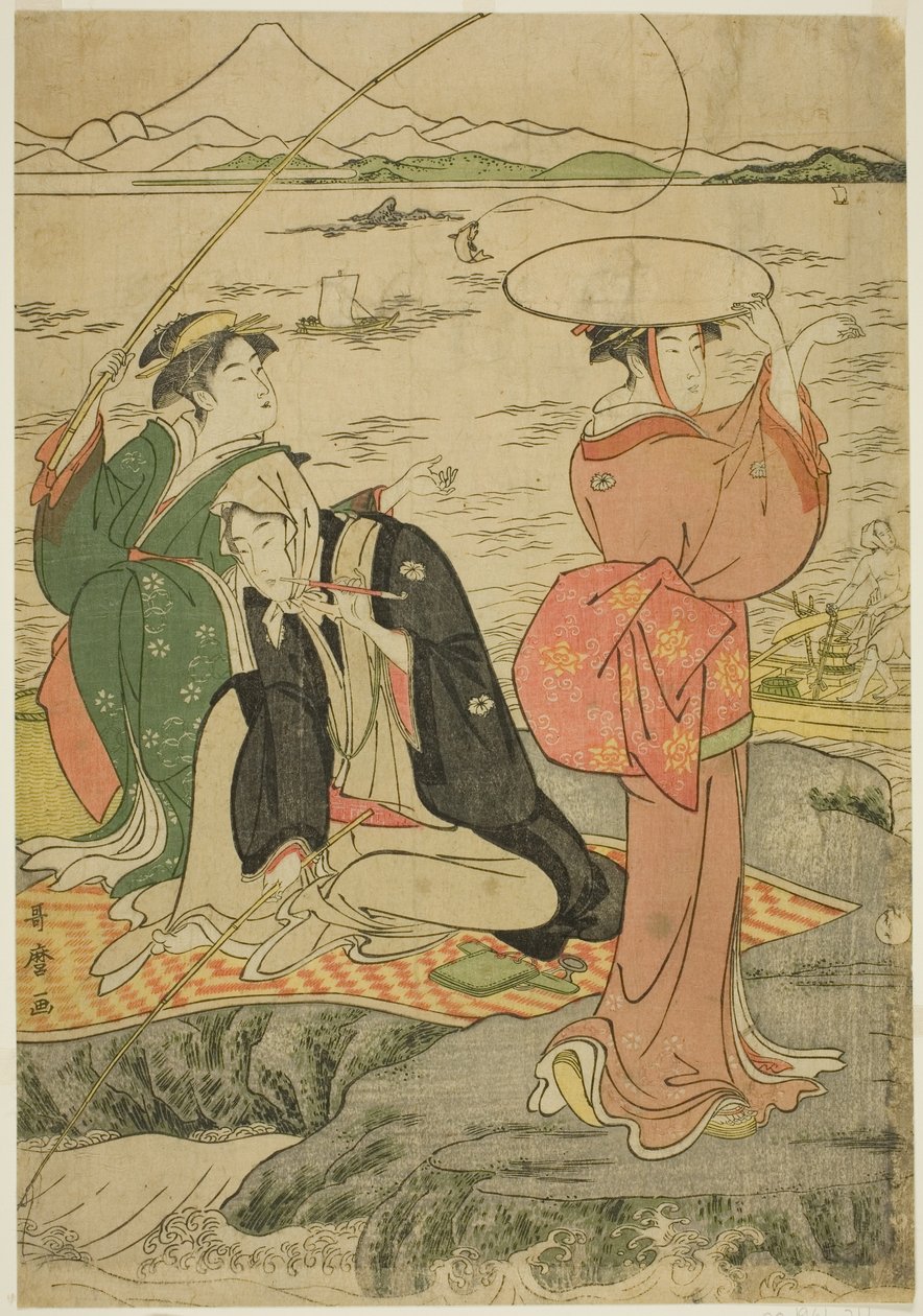 Łowienie ryb w Iwaya, Enoshima autorstwa Kitagawa Utamaro
