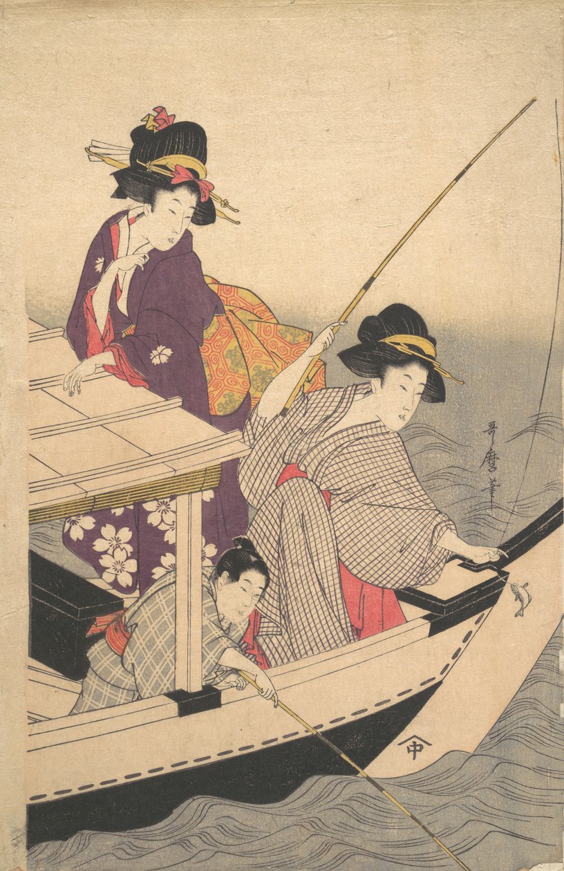 Rybołówstwo, koniec XVIII wieku. autorstwa Kitagawa Utamaro