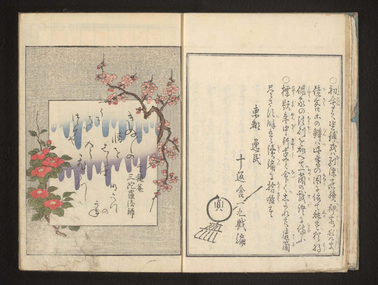 Wiersz z wiosennymi kwiatami autorstwa Kitagawa Utamaro