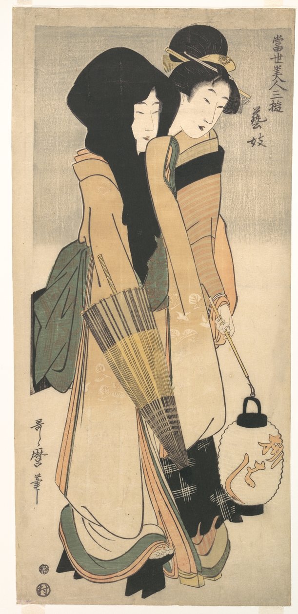 „Gejsza” z serii Trzy rozrywki współczesnych piękności (Tōsei bijin san’yū: Geigi) autorstwa Kitagawa Utamaro