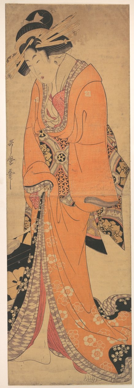 Gejsza, prawdopodobnie śpiewaczka autorstwa Kitagawa Utamaro