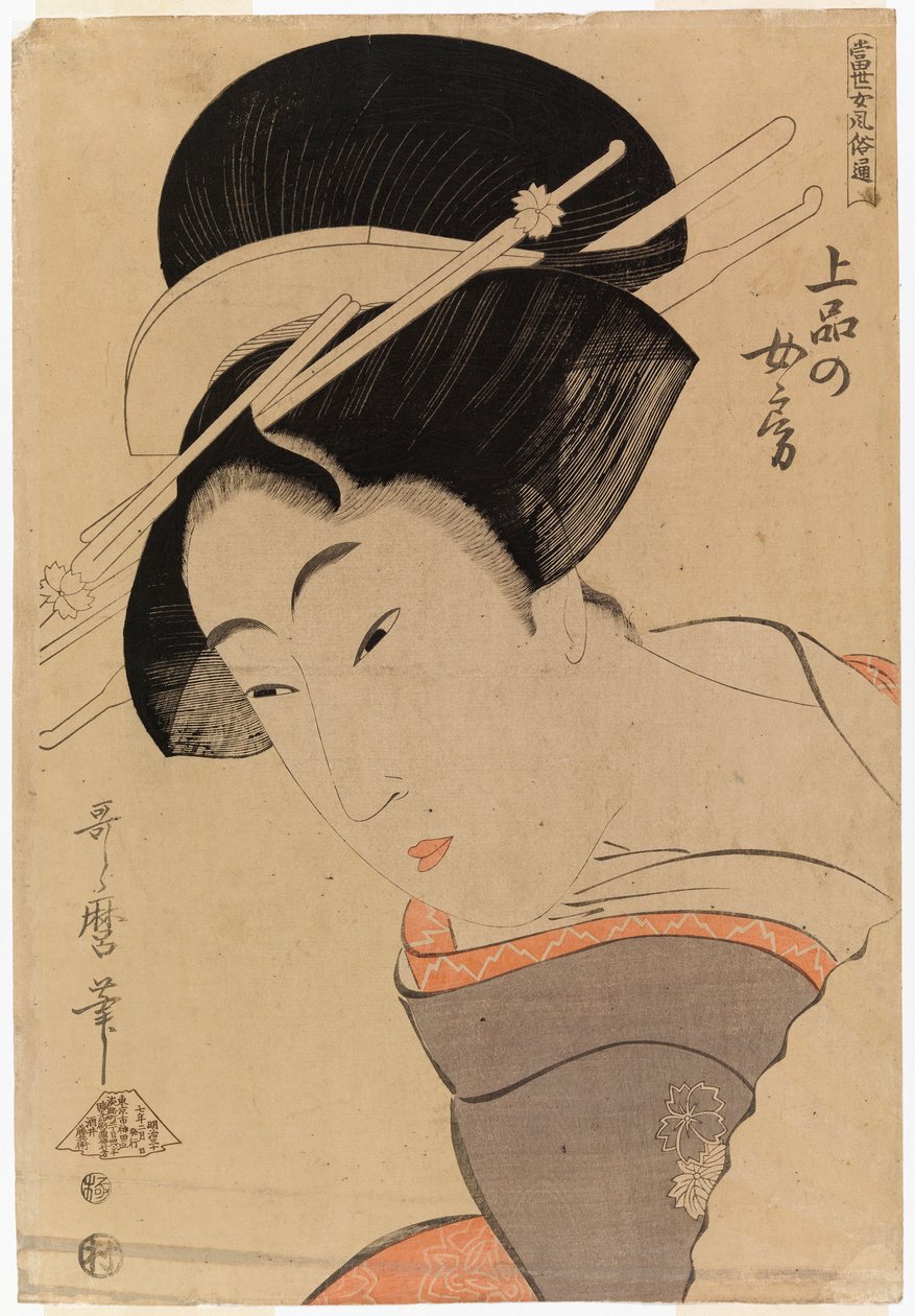 Portret dziewczyny do połowy postaci autorstwa Kitagawa Utamaro