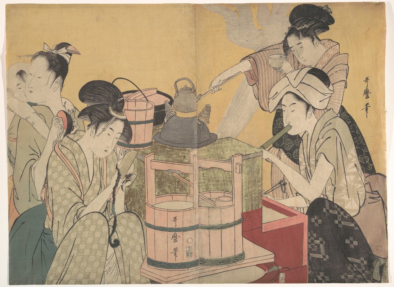 Scena kuchenna autorstwa Kitagawa Utamaro